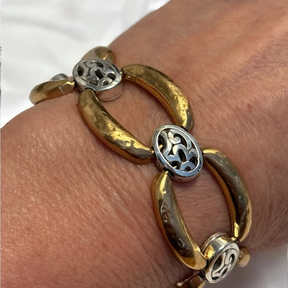 Brighton Gold & Silver Plated Hammered Design Bracelet 7-1/4” to 8” - Picture 1 of 6